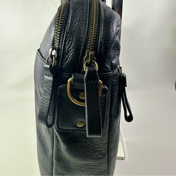 NEW Men’s Fossill HaskellBlack Leather Men's Briefcase/Laptop Bag - Picture 14 of 16